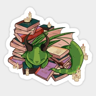 Aesthetic Sleeping Book Dragon – Cozy Reading Kawaii Design Sticker